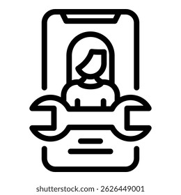 Agent online repair icon. Outline agent online repair vector icon for web design isolated on white background