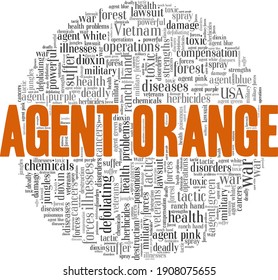 Agent Orange Vector Illustration Word Cloud Isolated On A White Background.