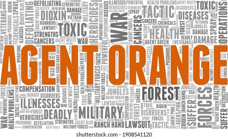 Agent Orange Vector Illustration Word Cloud Isolated On A White Background.