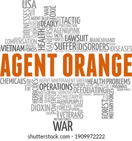 Agent orange vector illustration word cloud isolated on a white background.