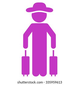 Agent Passenger vector icon. Style is flat symbol, violet color, rounded angles, white background.