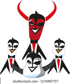 Agent penguins with suits