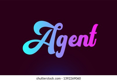 Agent pink word or text suitable for card icon or typography logo design