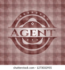 Agent red seamless emblem with geometric pattern background.