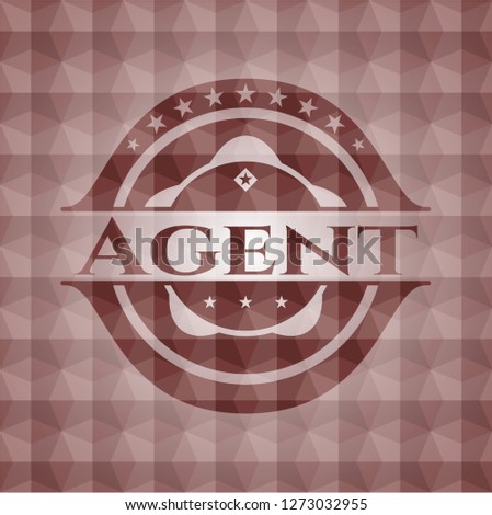 Agent red seamless emblem with geometric pattern background.