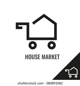 Agent, rent, house icon vector image. Shop logo.