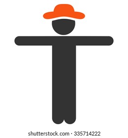 Agent Scarescrow vector icon. Style is bicolor flat symbol, orange and gray colors, rounded angles, white background.
