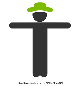 Agent Scarescrow vector icon. Style is bicolor flat symbol, eco green and gray colors, rounded angles, white background.