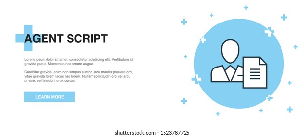 Agent Script icon, banner outline template concept. Agent Script line illustration