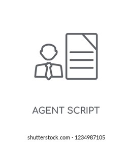 agent script linear icon. Modern outline agent script logo concept on white background from General collection. Suitable for use on web apps, mobile apps and print media.