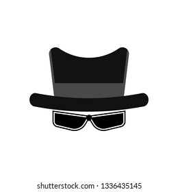 Agent, spy, incognito icon. Hat and glasses. Anonymous and strangers. Vector illustration.