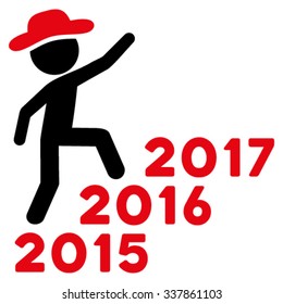 Agent Steps Years vector icon. Style is bicolor flat symbol, intensive red and black colors, rounded angles, white background.
