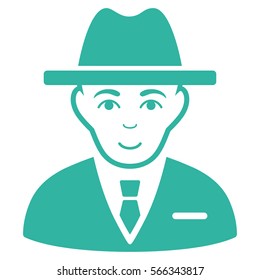 Agent vector icon. Flat cyan symbol. Pictogram is isolated on a white background. Designed for web and software interfaces.