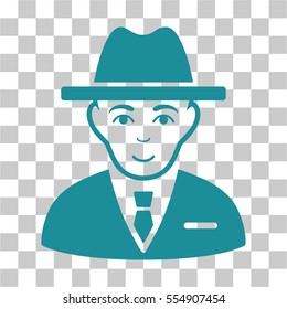Agent vector icon. Illustration style is flat iconic soft blue symbol on a chess transparent background.
