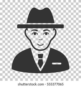 Agent vector icon. Illustration style is flat iconic gray symbol on a chess transparent background.