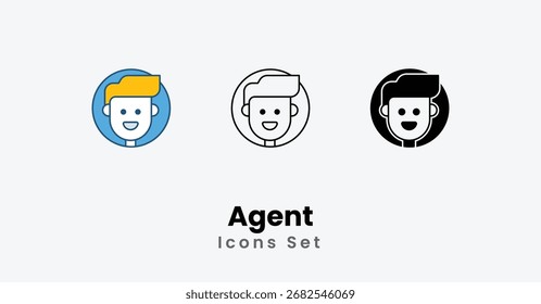 Conjunto de iconos de Vector de agente Ilustración de stock de Vector