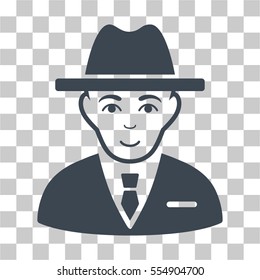 Agent vector pictogram. Illustration style is flat iconic smooth blue symbol on a chess transparent background.