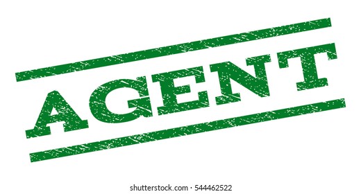 Agent watermark stamp. Text caption between parallel lines with grunge design style. Rubber seal stamp with dust texture. Vector green color ink imprint on a white background.