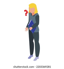 Icono de mujer agente. Isométrico del agente mujer icono vector para el diseño web aislado en fondo blanco