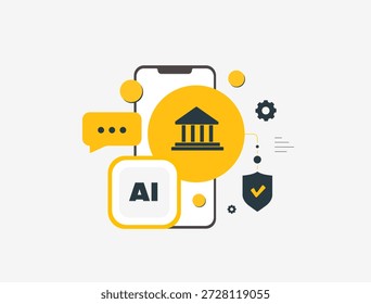 Agentic ai en el sector bancario: mejora de la detección de fraudes y la gestión de riesgos de seguridad, reducción de costes, impulso del crecimiento y la eficacia mediante la automatización y la conformidad en la Ilustración vectorial de las finanzas digitales