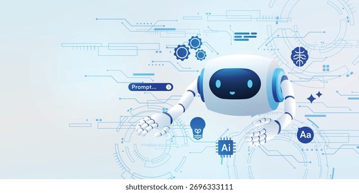 Agentisches KI-Chatbot-System mit neuronalem Netzwerk, Datenverarbeitung und Icons für maschinelles Lernen. Futuristisches Konzept der künstlichen Intelligenz auf weißem digitalen Hintergrund.