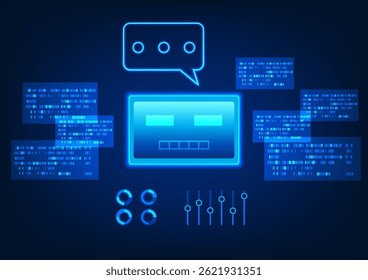 A IA agenciada cercada por código de programa representa uma inteligência artificial inteligente que pode tomar decisões, trabalhar e aprender por conta própria, com um sistema de código que controla, analisa e processa.
