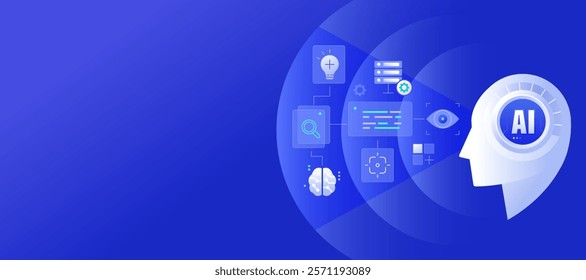 Agentic AI Workflow Automation, Artificial intelligence AI driven decision-making concept illustration Banner