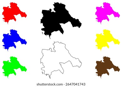 Ilustração do vetor do mapa da cidade de Ageo (Japão, Nihon-koku ou Nippon-koku, região de Kanto), esboço de rabisco Mapa de Ageo-shi