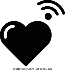 AgeTech und Seniorenpflege-Technologie, Vektorsymbol. Herz mit Wi-Fi-Signal für Senioren Fernüberwachung und intelligentes assistives Wohnen. Logo für das Gesundheitswesen.
