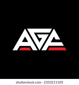 AGF triangle letter logo design with triangle shape. AGF triangle logo design monogram. AGF triangle vector logo template with red color. AGF triangular logo Simple, Elegant, and Luxurious design.
