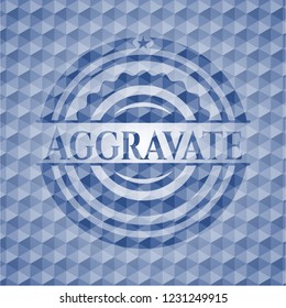 Aggravate blue emblem with geometric pattern.