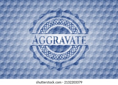 Emblema hexágono azul grava. Ilustración vectorial. Detallado. 