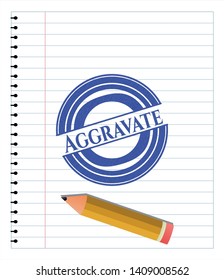 Aggravate draw with pen effect. Blue ink. Vector Illustration. Detailed.