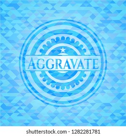 Aggravate light blue emblem with triangle mosaic background