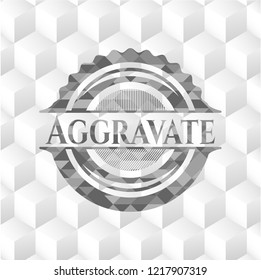 Aggravate realistic grey emblem with cube white background