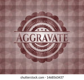 Aggravate red seamless emblem or badge with geometric pattern background.