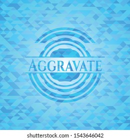 Aggravate sky blue emblem with mosaic ecological style background