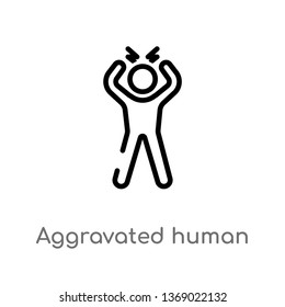 aggravated human vector line icon. Simple element illustration. aggravated human outline icon from feelings concept. Can be used for web and mobile