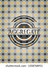 Aggregate arabic style badge. Arabesque decoration.