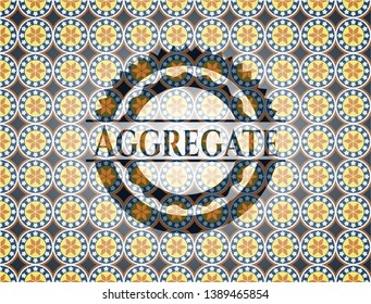 Aggregate arabic style badge. Arabesque decoration.