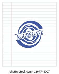 Aggregate blue ink pen emblem. Vector Illustration. Detailed.