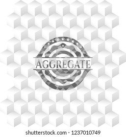 Aggregate grey badge with geometric cube white background