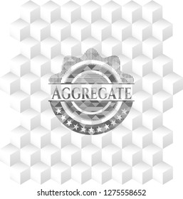 Aggregate grey emblem with geometric cube white background