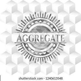 Aggregate grey emblem. Vintage with geometric cube white background