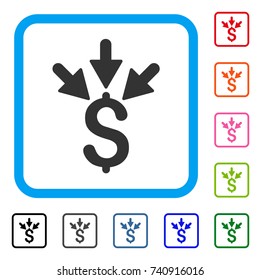 Aggregate Payment icon. Flat gray pictogram symbol in a light blue rounded rectangular frame. Black, gray, green, blue, red, orange color variants of Aggregate Payment vector.