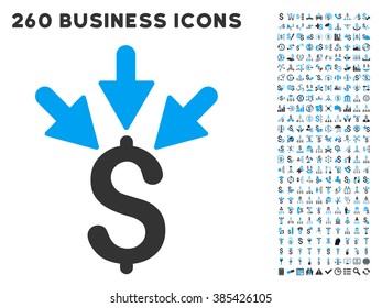 Aggregate Payment icon within 260 vector business pictogram set. Style is bicolor flat symbols, light blue and gray colors, white background.