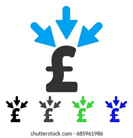 Aggregate Pound Payment flat vector icon. Colored aggregate pound payment gray, black, blue, green icon variants. Flat icon style for graphic design.