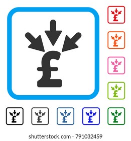 Aggregate Pound Payment icon. Flat gray pictogram symbol in a light blue rounded square. Black, gray, green, blue, red, orange color additional versions of Aggregate Pound Payment vector.