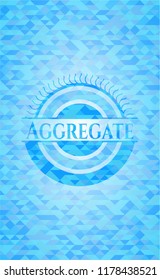 Aggregate sky blue emblem. Mosaic background