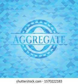 Aggregate sky blue emblem with mosaic background